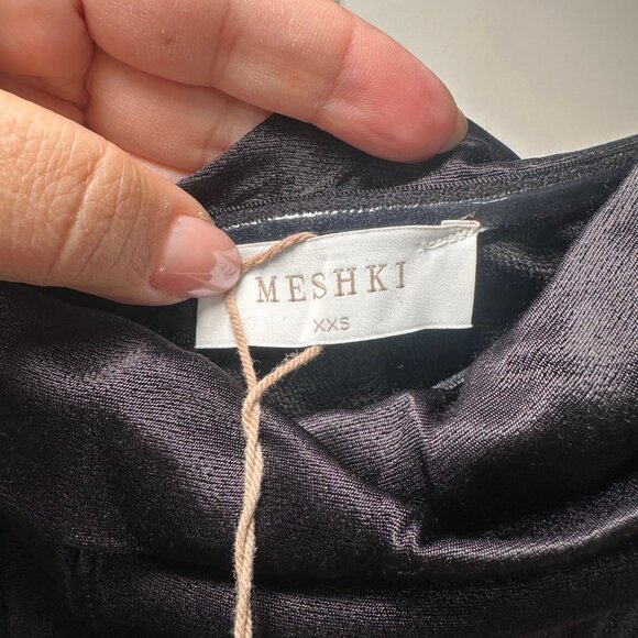 Meshki Giselle Off Shoulder Cowl Neck Satin Maxi Gown Dress XXS - NEW - Picture 7 of 15